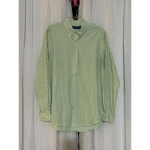 Ralph Lauren shirt men L green paisley print button front 100% cotton casual